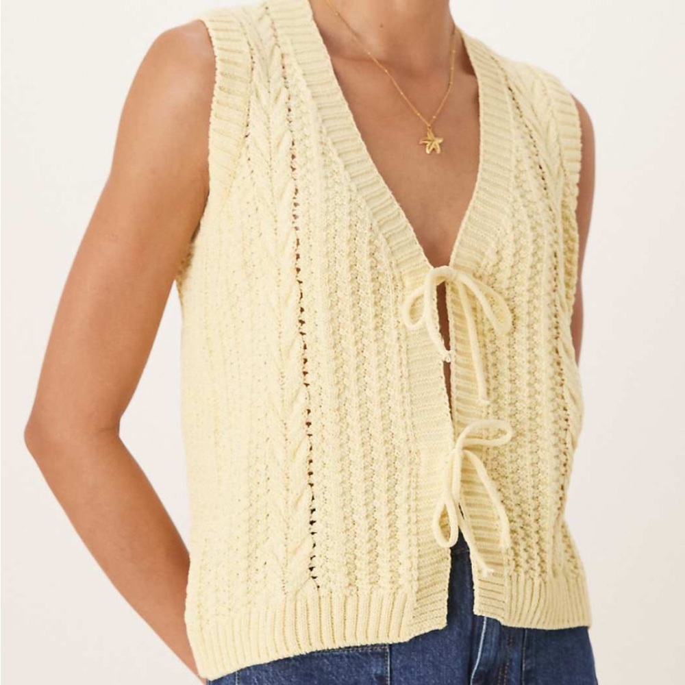 ASOS DESIGN cable knit tie front tank top in buttermilk NWOT